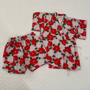 Floral Baby Matching Set - Red, Pink and White